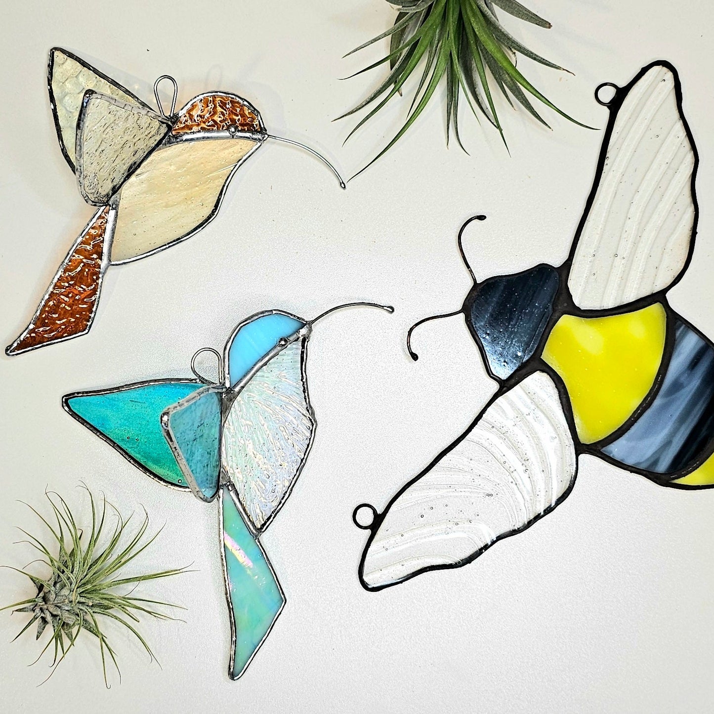 The Birds & Bees: Stained Glass 3D Hummingbirds & Bees