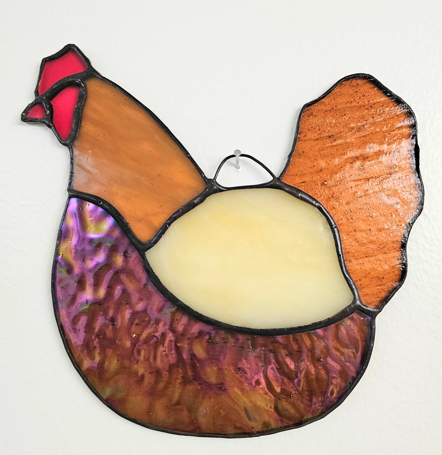 Feather & Frond: Stained Glass Hens & Monstera Leaves
