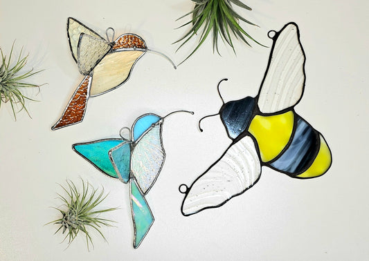 The Birds & Bees: Stained Glass 3D Hummingbirds & Bees