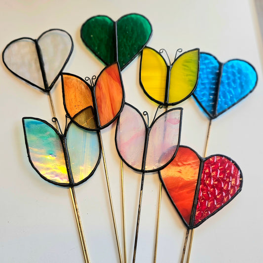 Heart or Tulip: Make a Mother's Day Glass Plant Stake