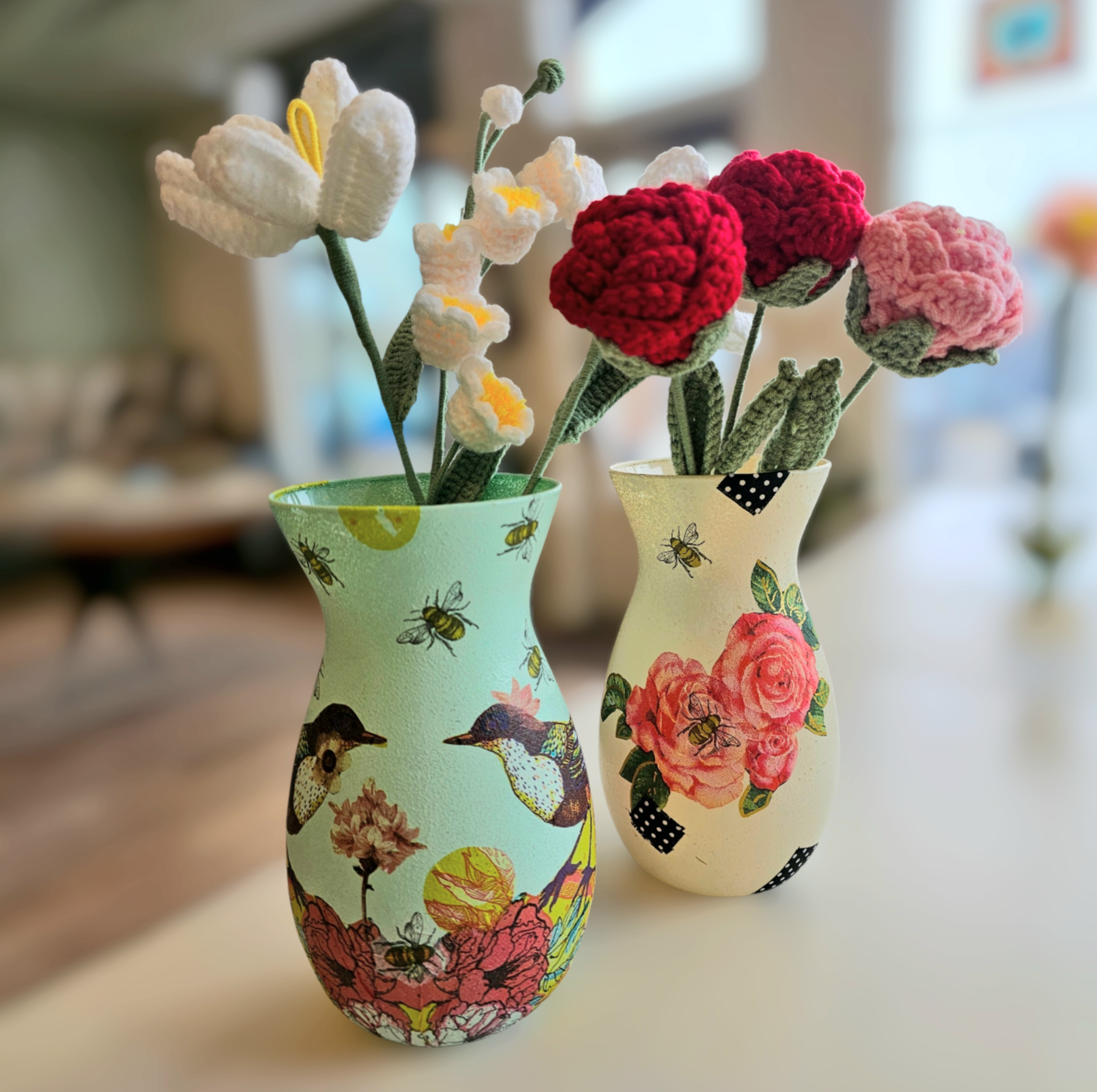 Porcelain & Paper: Decoupage Vase & Trinket Tray set