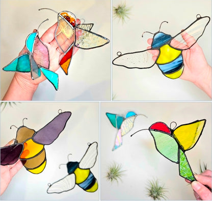 The Birds & Bees: Stained Glass 3D Hummingbirds & Bees